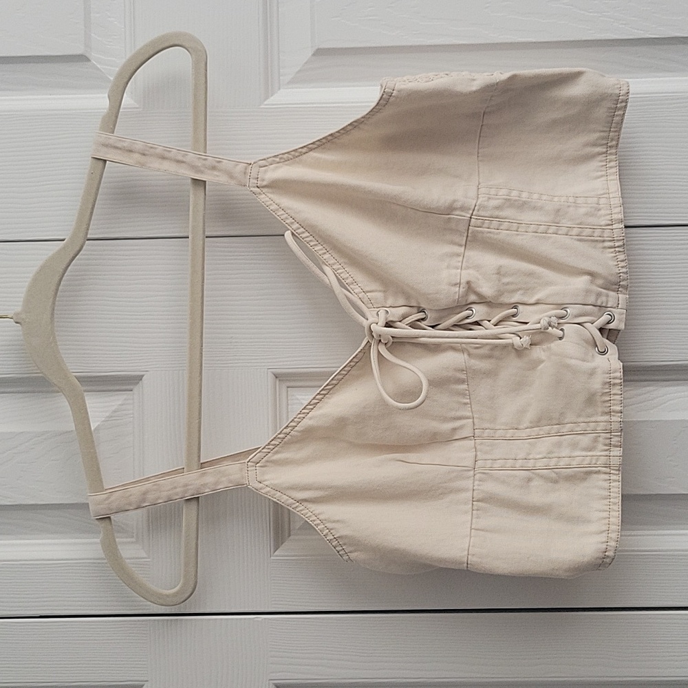 AE lace-up denim tank